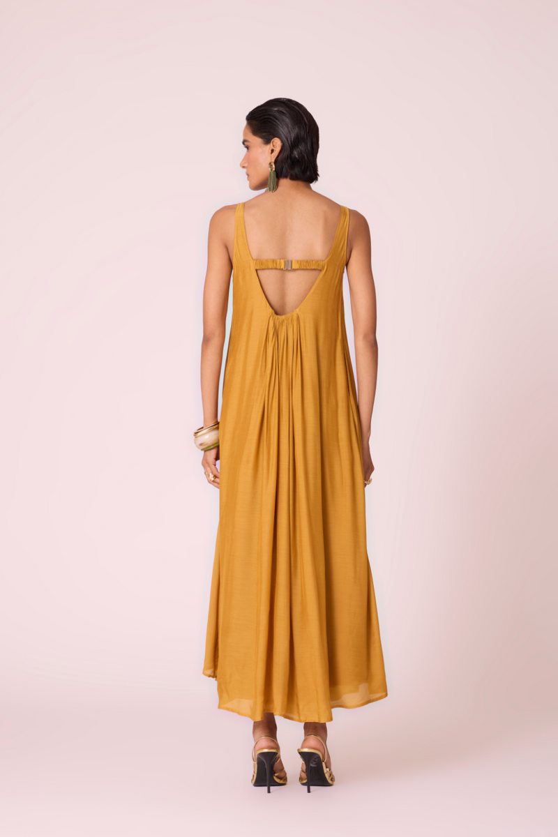 Zvuk Yellow Embroidered Maxi Dress by The Summer House in yellow color for women in Singapore