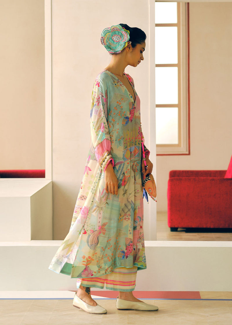 Zyra Ivory Gulrang Kaftan Kurta Set crepe kurta/kurta set by Rajiramniq in ivory for women in Singapore