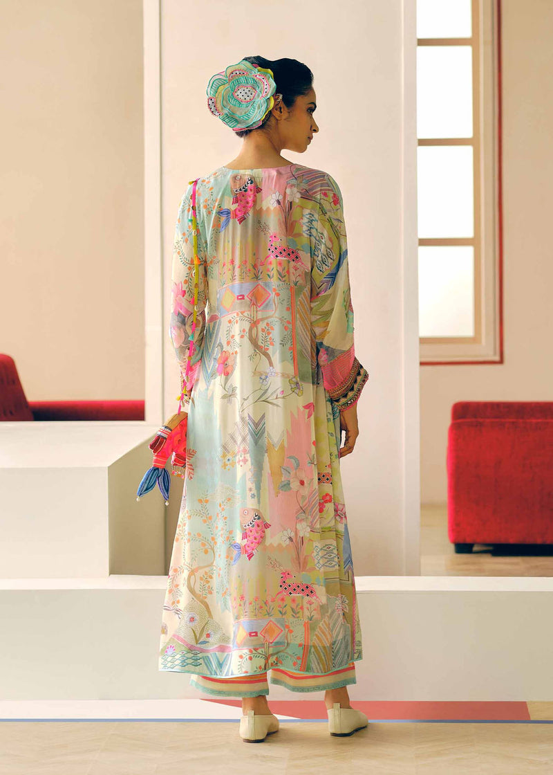 Zyra Ivory Gulrang Kaftan Kurta Set crepe kurta/kurta set by Rajiramniq in ivory for women in Singapore