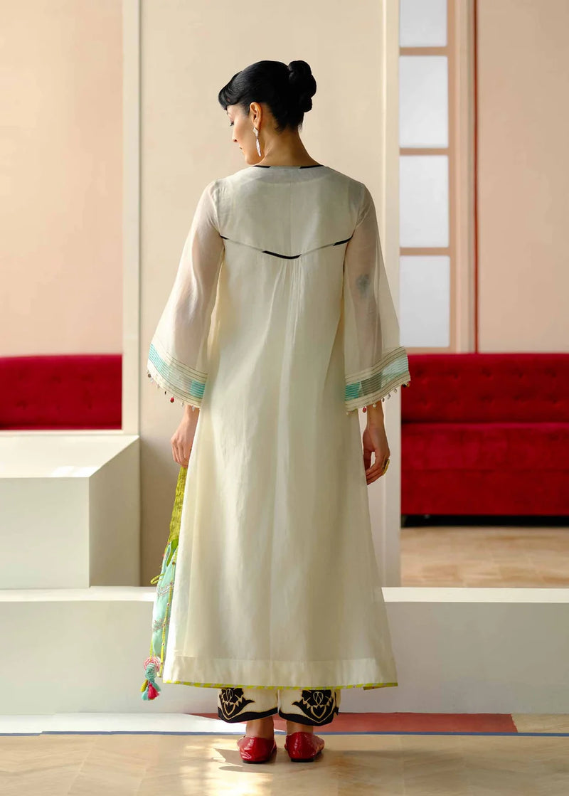 RRFP26-12 RR128509 GULTARA NECK KURTA SET (IVORY)-Size M