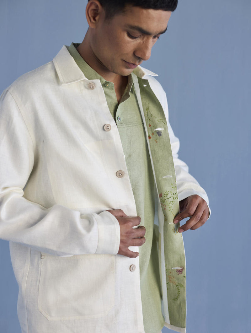 Ansh Forever Linen Shacket - Ivory