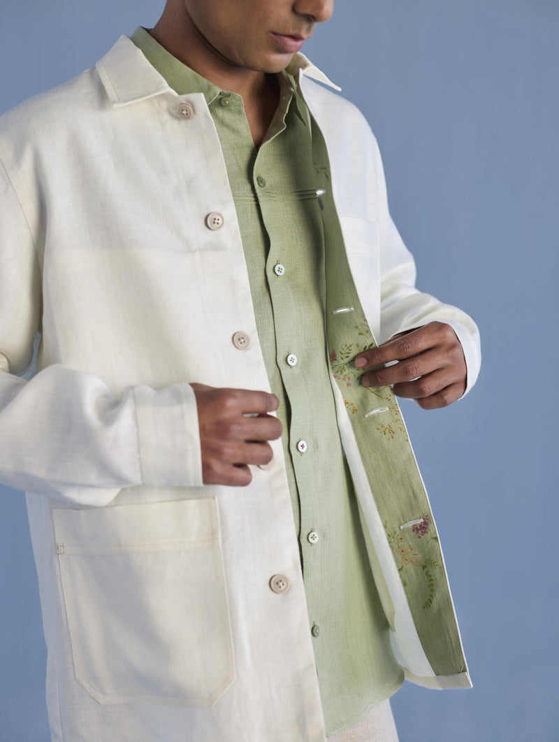 Ansh Forever Linen Shacket - Ivory