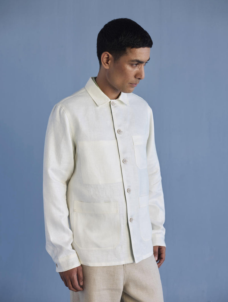 Ansh Forever Linen Shacket - Ivory