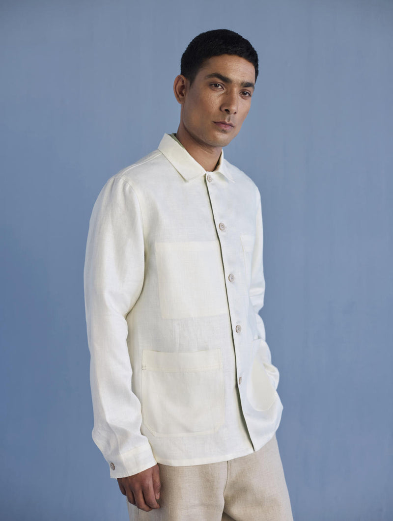 Ansh Forever Linen Shacket - Ivory