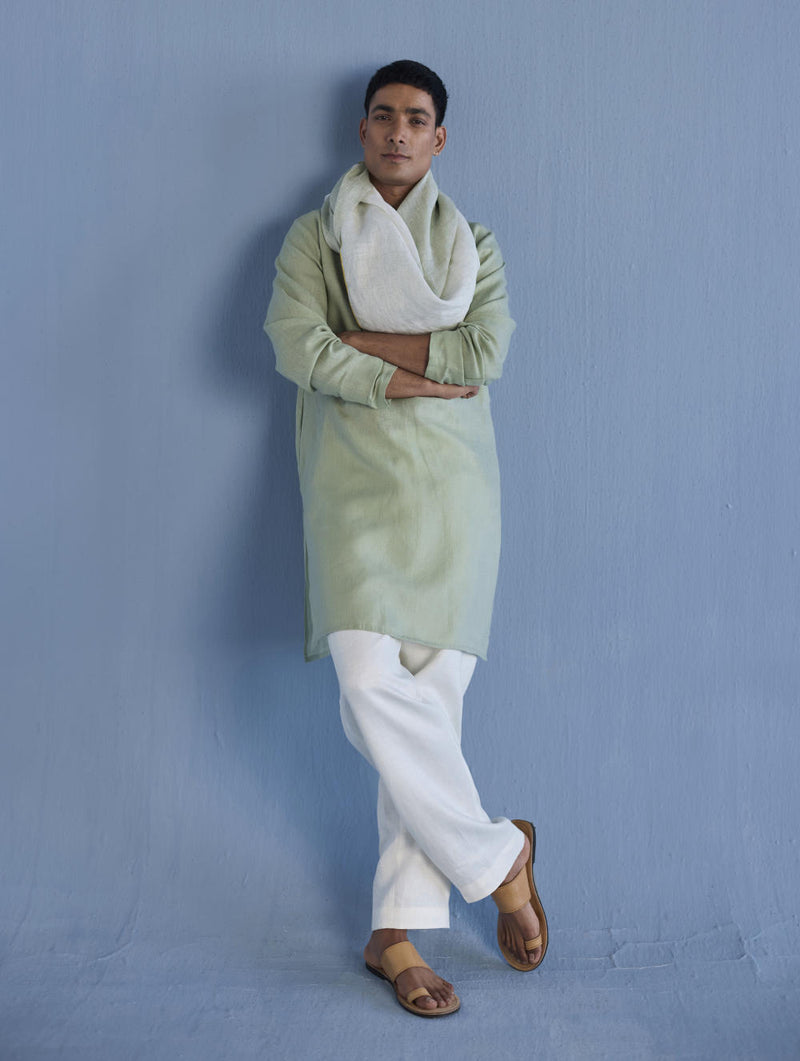 Jay Forever Linen Kurta - Mint linen by Manan Men in mint color for men in Singapore