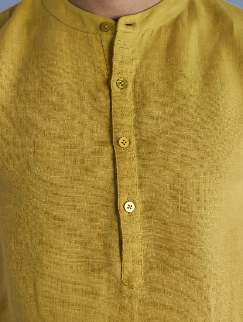 Jay Forever Linen Kurta - Ochre linen by Manan Men for men in Singapore
