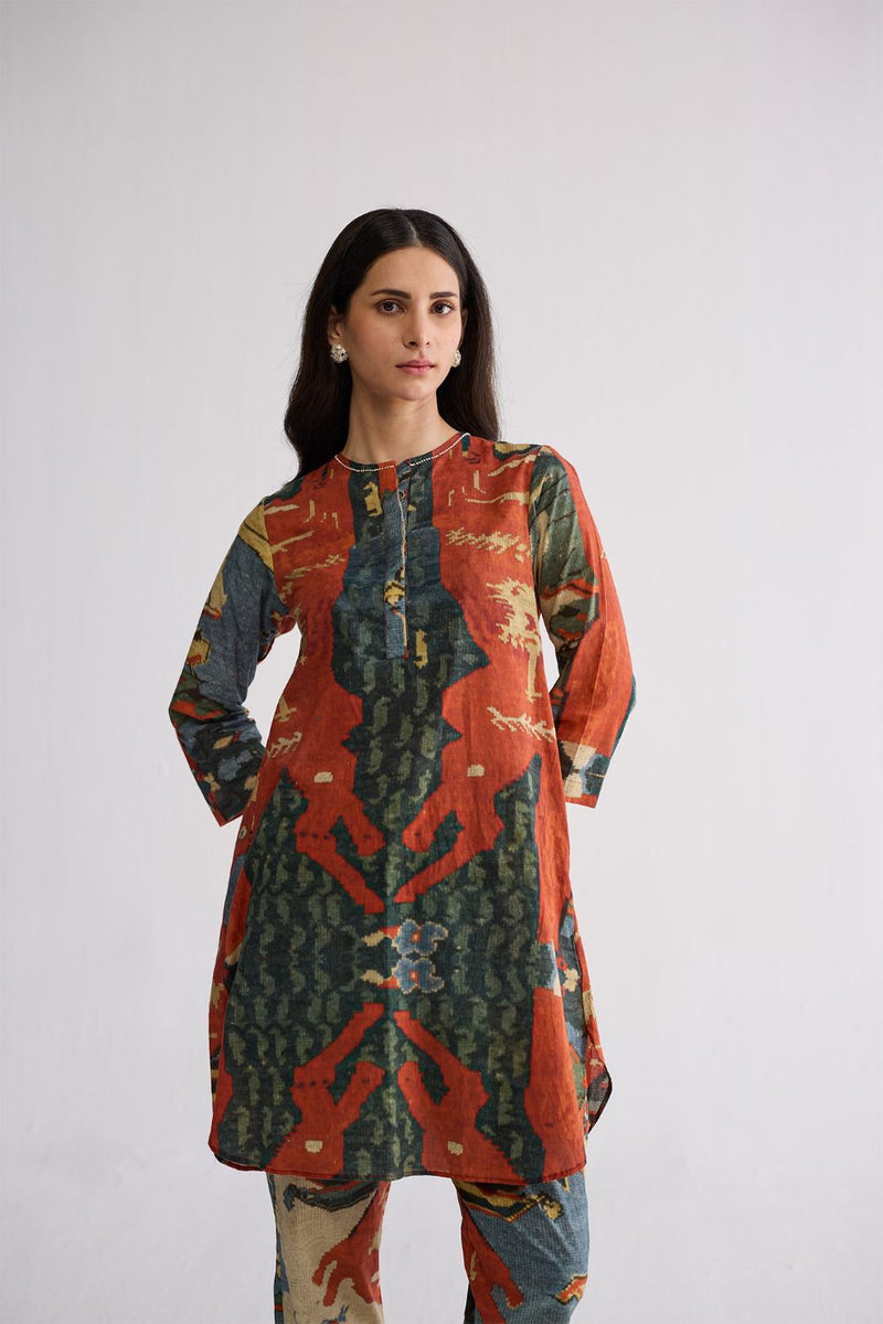 ALO SHORT KURTA SET cotton cambric kurta/kurta set by YAM in multicolor for women in Singapore