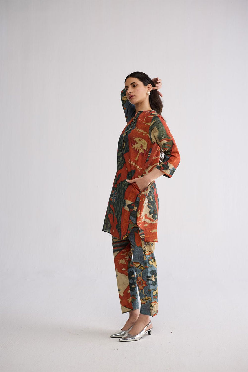 ALO SHORT KURTA SET cotton cambric kurta/kurta set by YAM in multicolor for women in Singapore