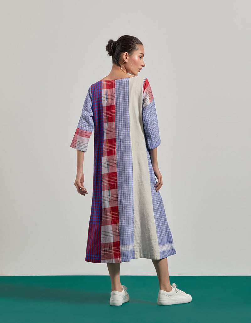 Skylark Dress gamcha dress by 145 East in blue, purple, red for women in Singapore