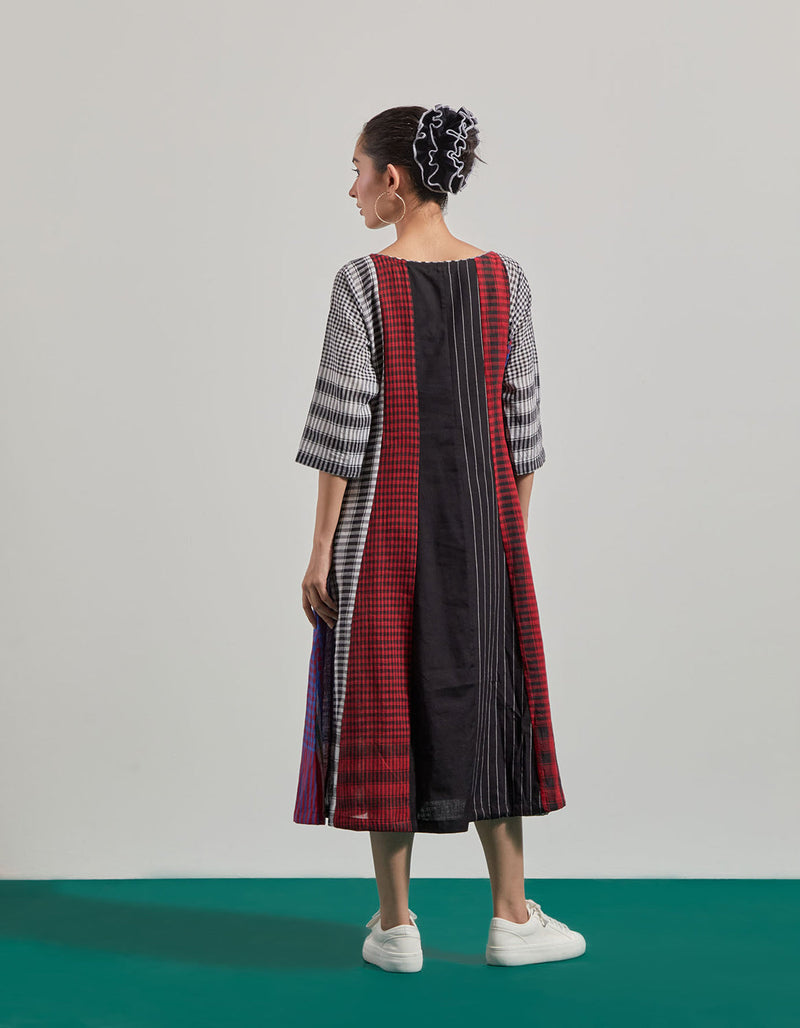 Ruella 16 Panelled Dress gamcha dress by 145 East in black ,maroon for women in Singapore
