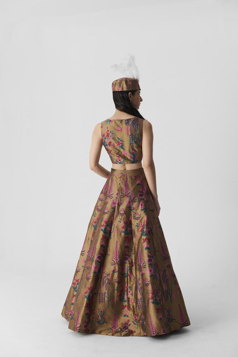 BAHAR LEHENGA silk by Yam in multi color for women in Singapore