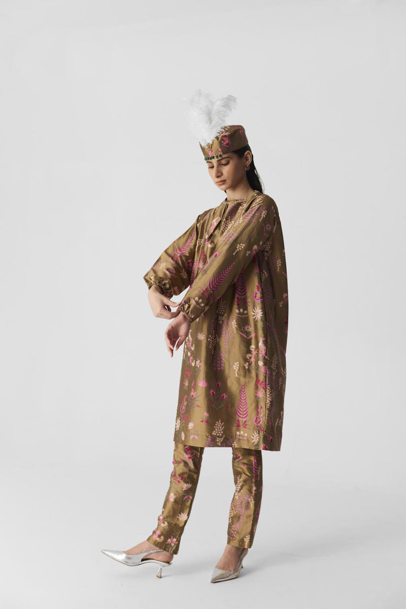 BAHAR PINK KURTA SET silk by Yam in multi color for women in Singapore
