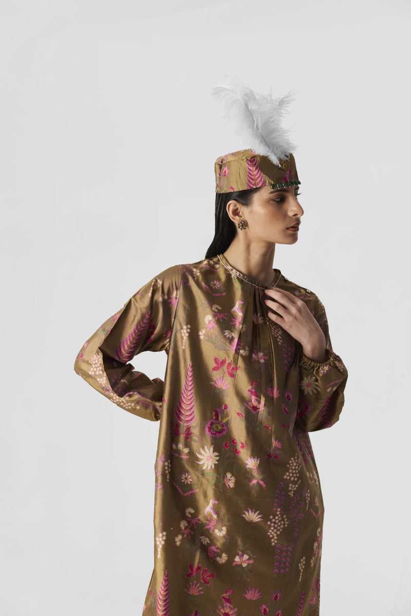 BAHAR PINK KURTA SET silk by Yam in multi color for women in Singapore