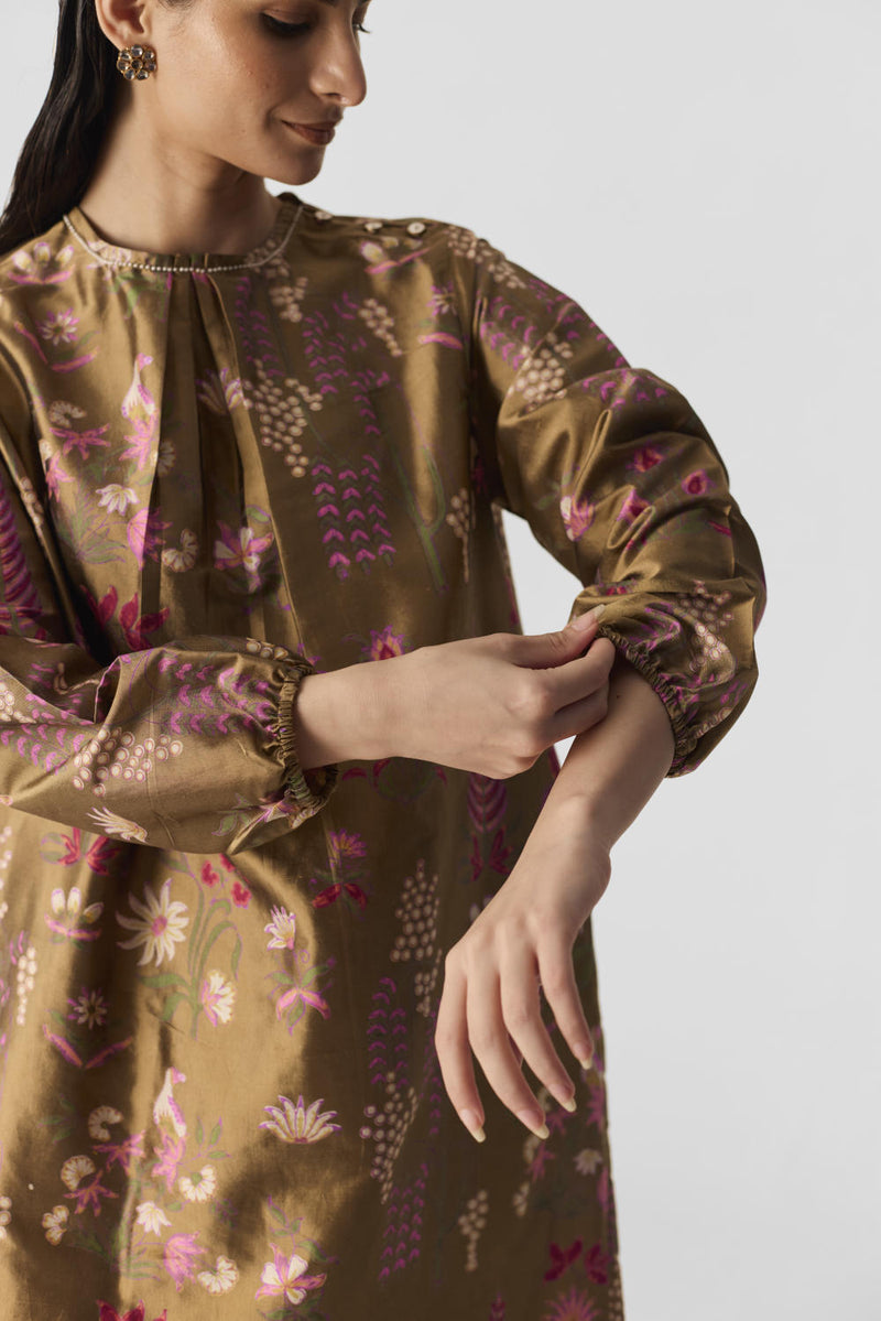 BAHAR PINK KURTA SET silk by Yam in multi color for women in Singapore