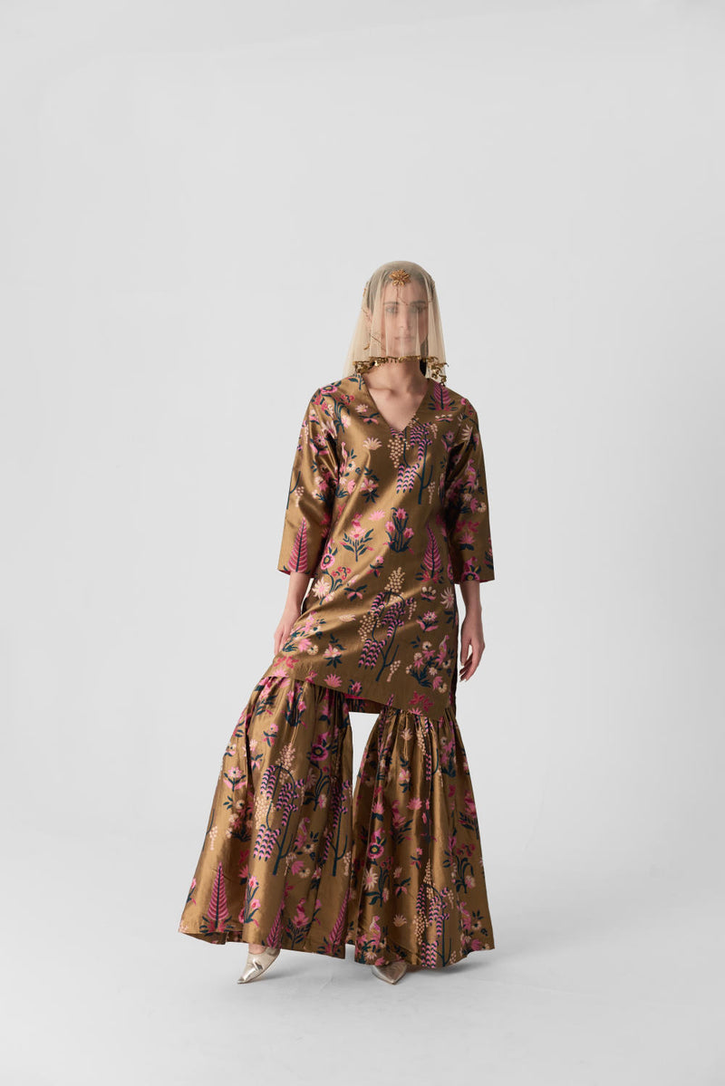BAHAR SHARARA SET silk by Yam in multi color for women in Singapore