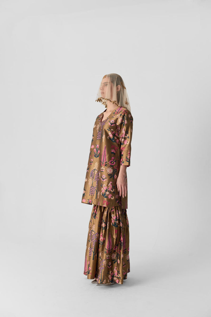 BAHAR SHARARA SET silk by Yam in multi color for women in Singapore