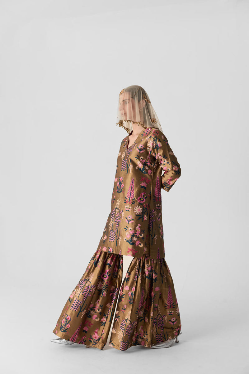 BAHAR SHARARA SET silk by Yam in multi color for women in Singapore