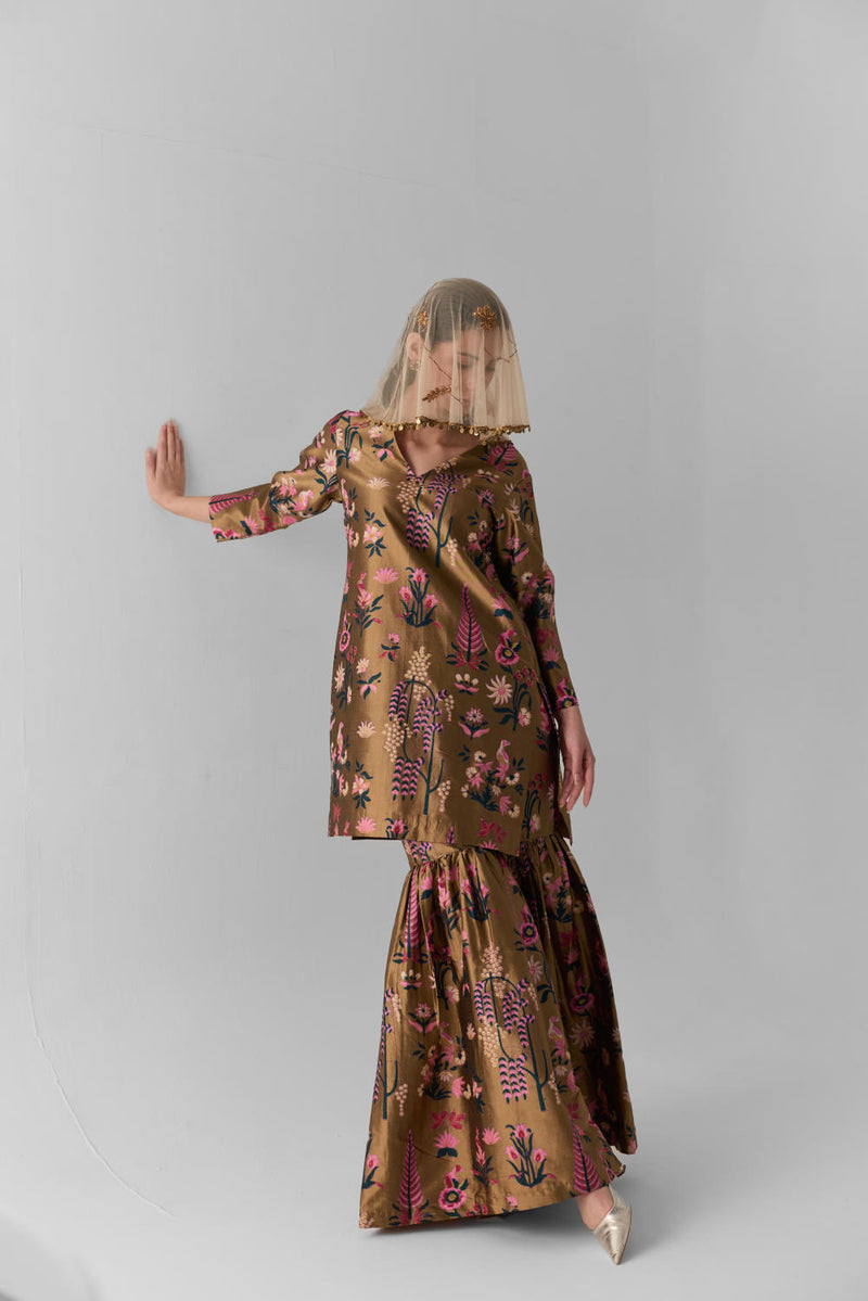 BAHAR SHARARA SET silk by Yam in multi color for women in Singapore