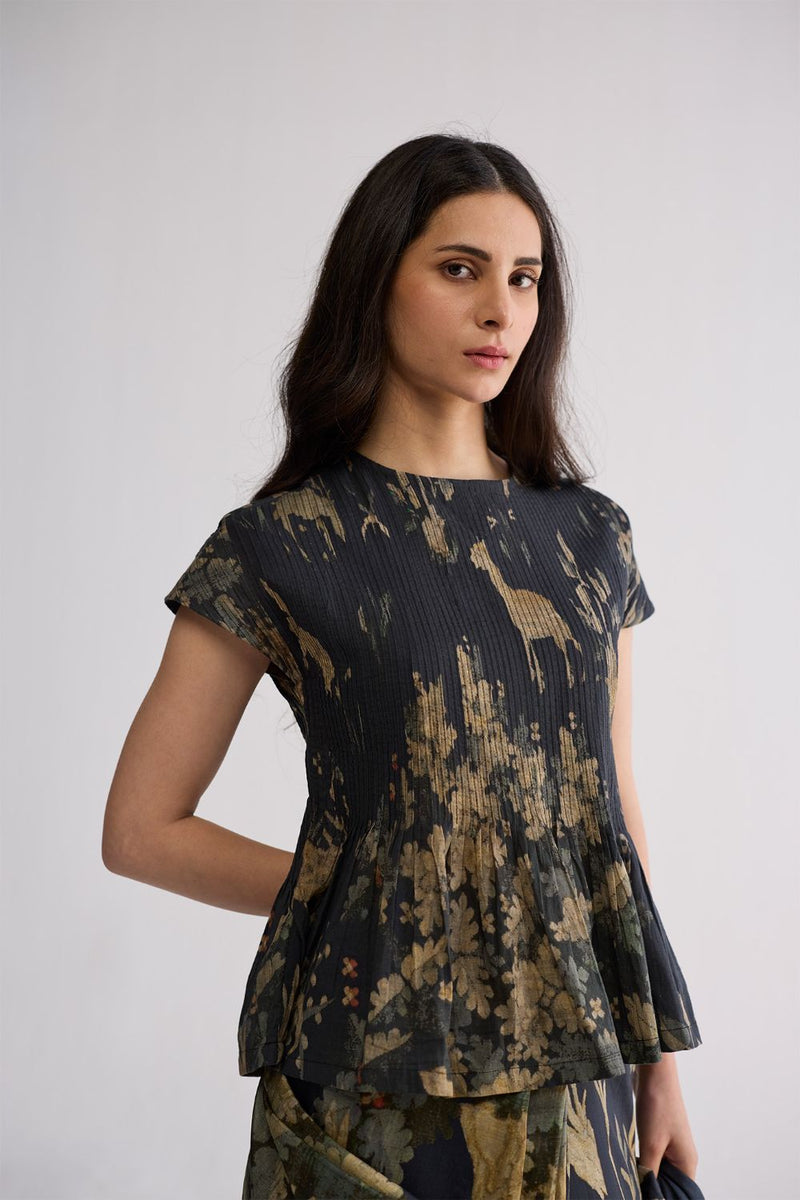 BANYAN PINTUCKS BLOUSE cotton cambric blouse by YAM in all-black for women in Singapore