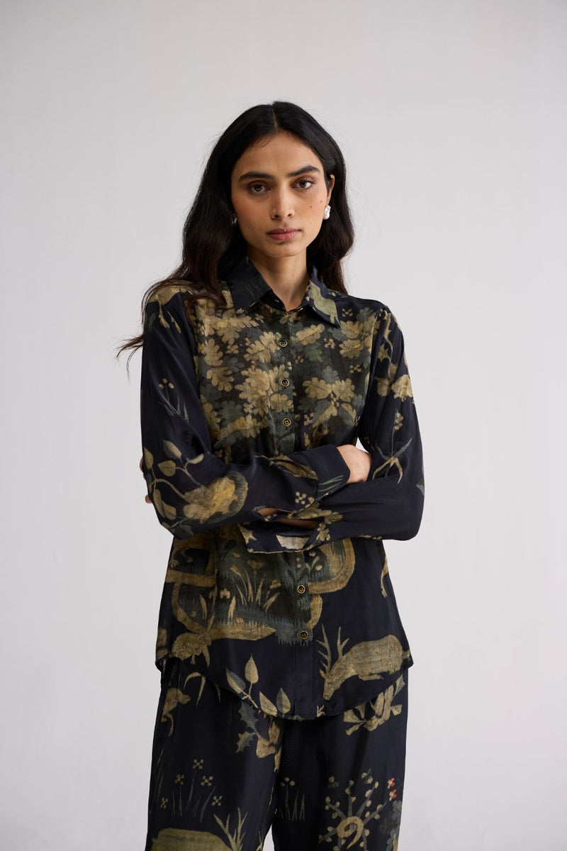 BANYAN CO-ORD SET crepe co-ord set by YAM in all-black for women in Singapore