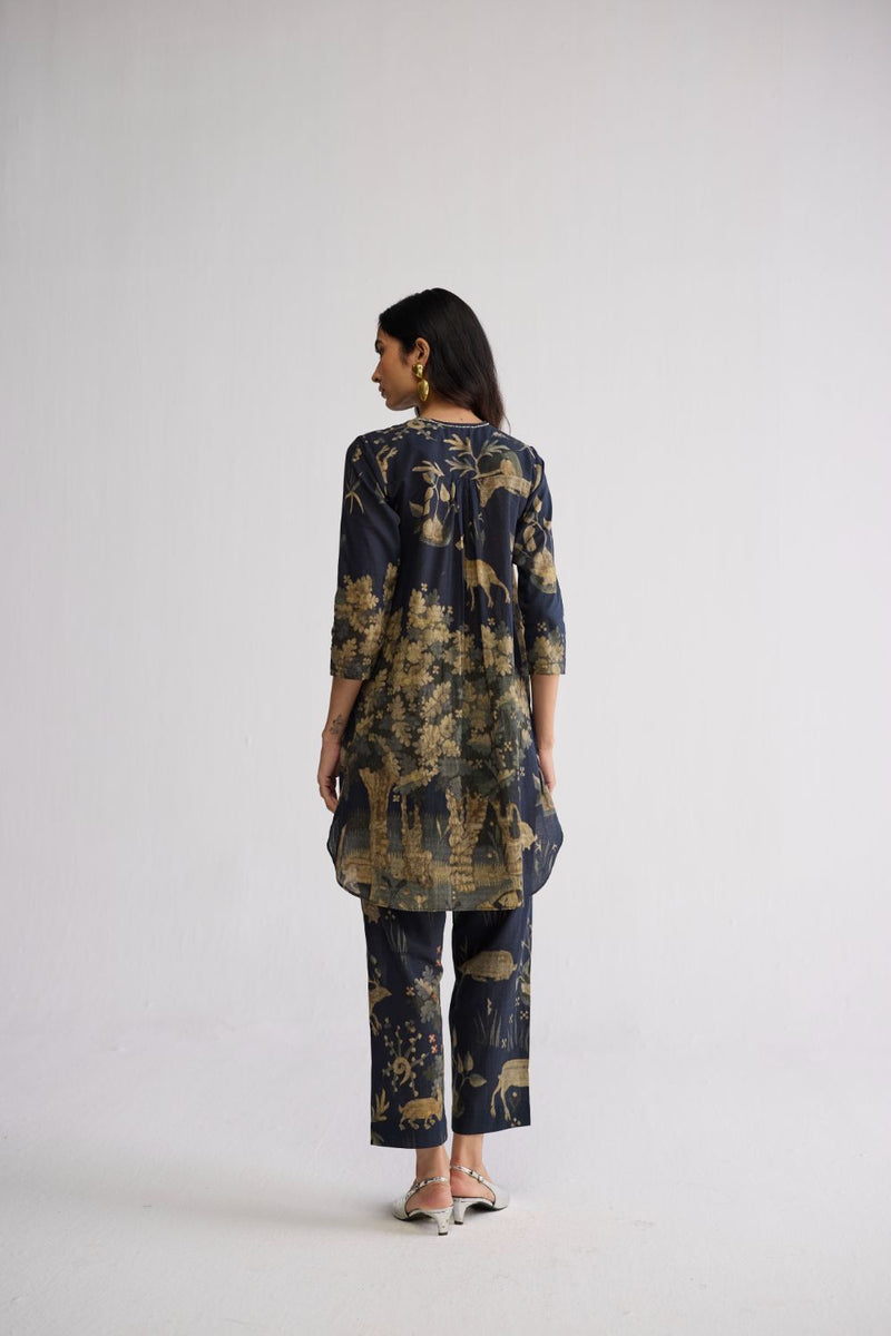 BANYAN SHORT KURTA SET cotton cambric kurta/kurta set by YAM in all-black for women in Singapore