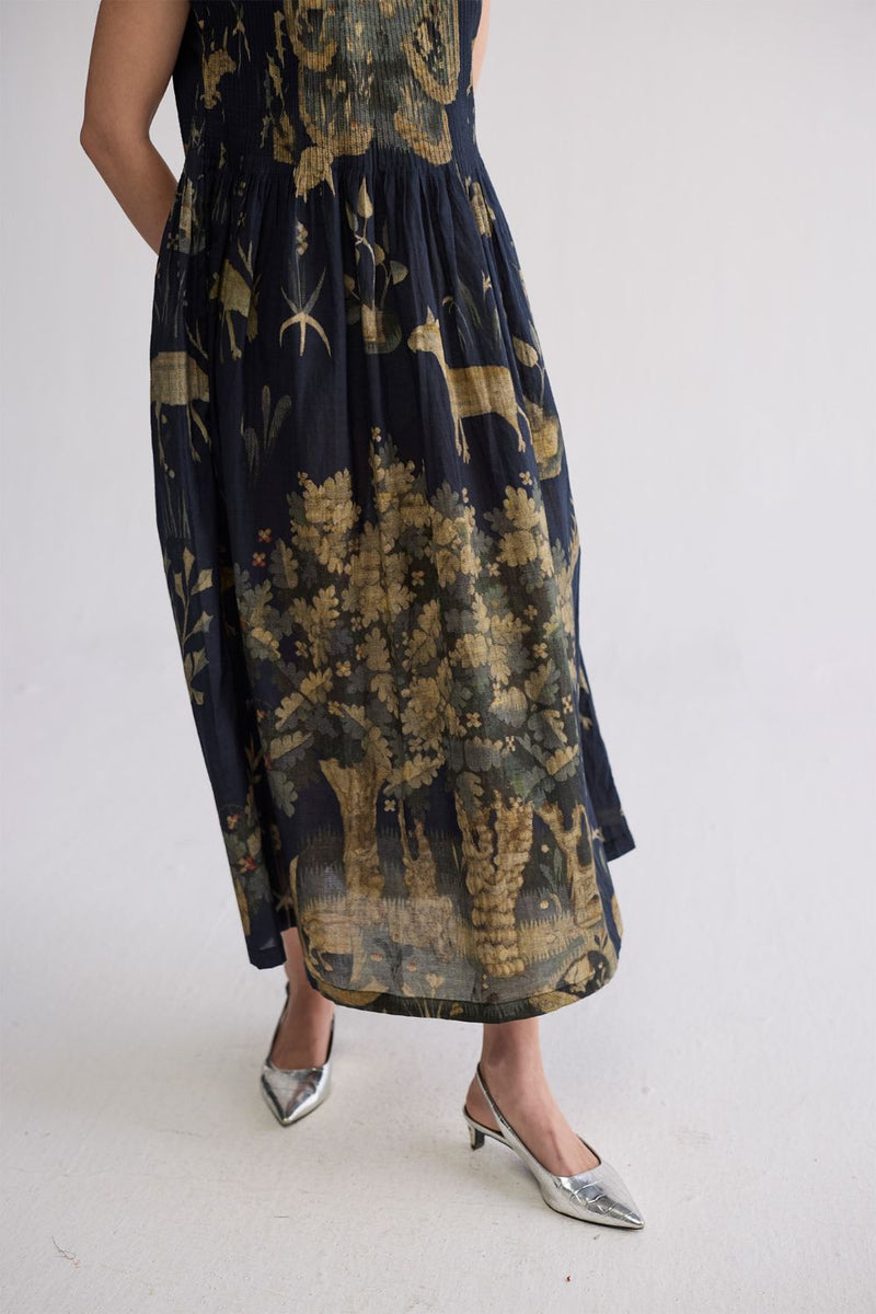 BANYAN PINTUCKS DRESS cotton cambric dress by YAM in all-black for women in Singapore