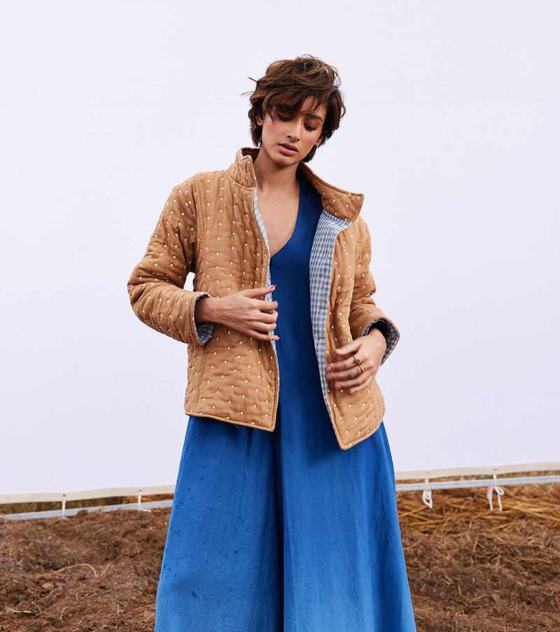 Barn jacket cotton by Khara Kapas in beige for women in Singapore