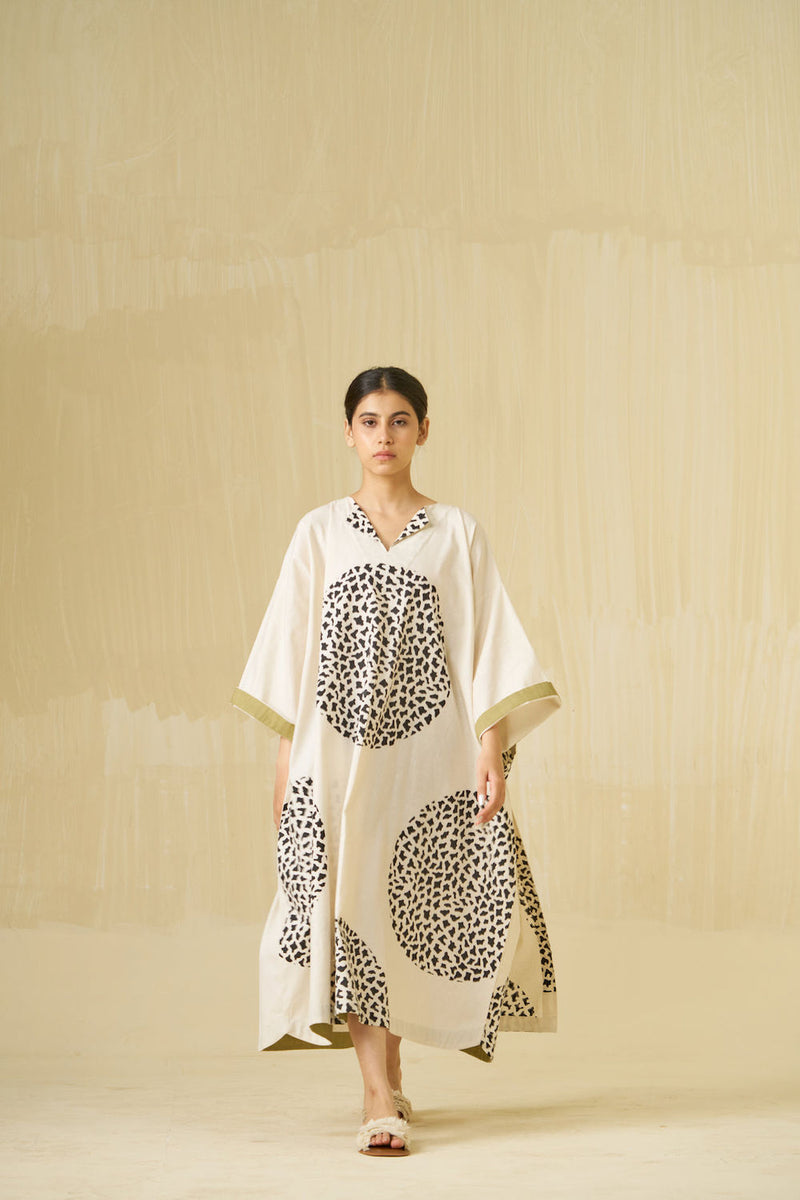 Beau Dress-Natural + Black + Sage handwoven cotton dress by Stoique in natural, black, sage for women in Singapore