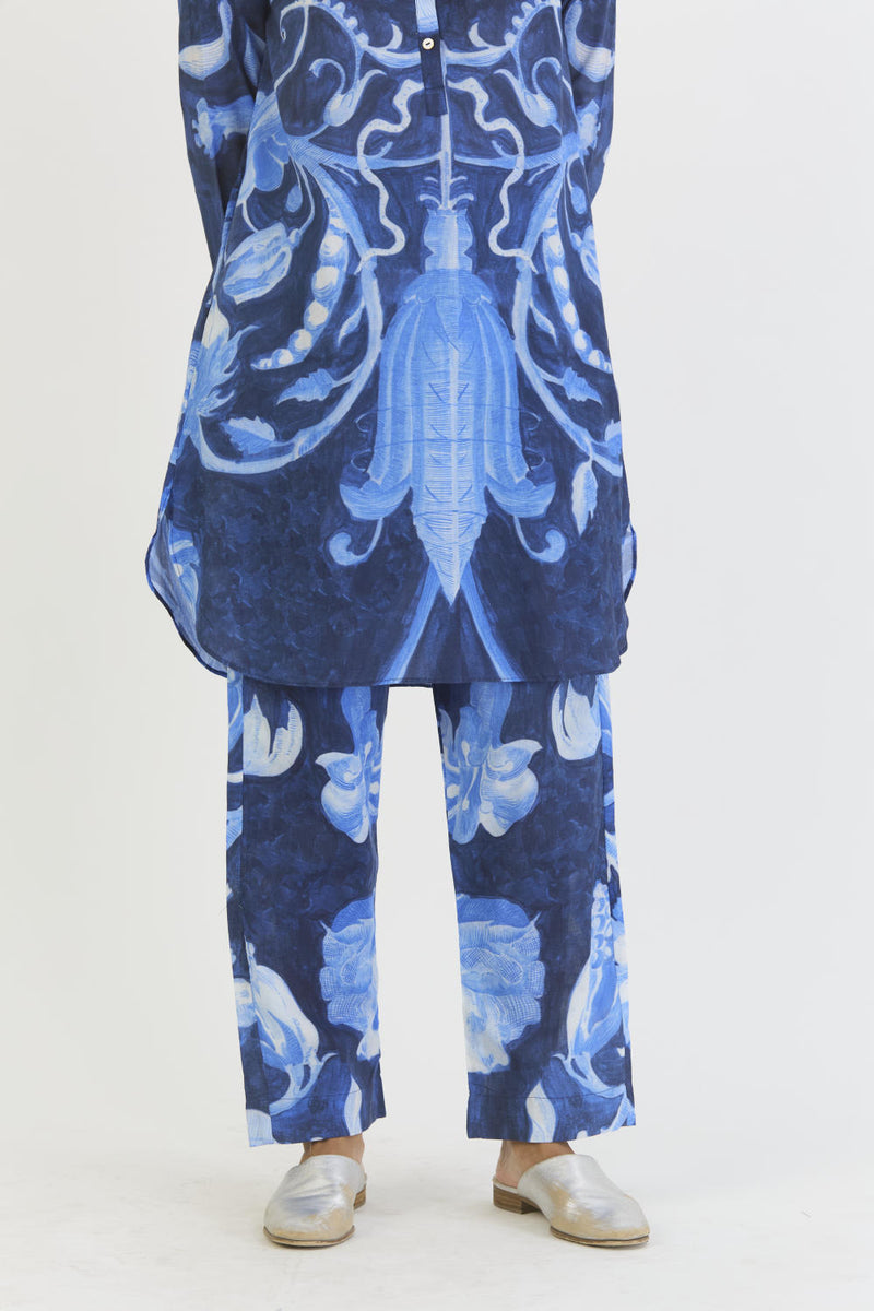 BILBERRY SHORT KURTA SET cotton by Yam in blue color for women in Singapore