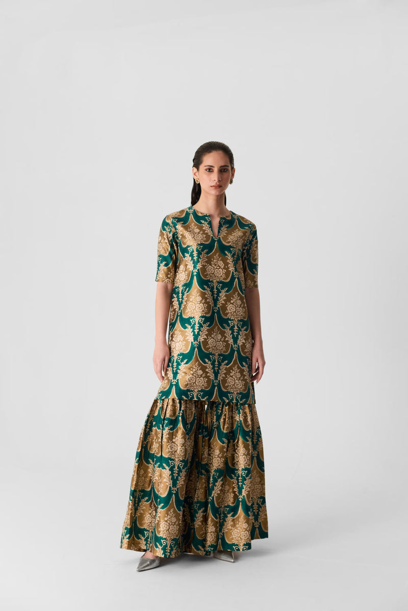 BIYU SHARARA SET silk by Yam in multi color for women in Singapore