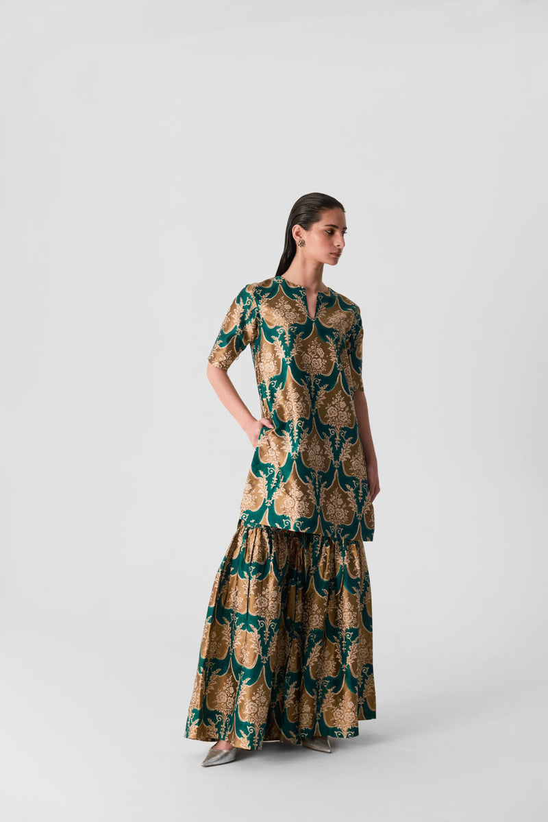 BIYU SHARARA SET silk by Yam in multi color for women in Singapore