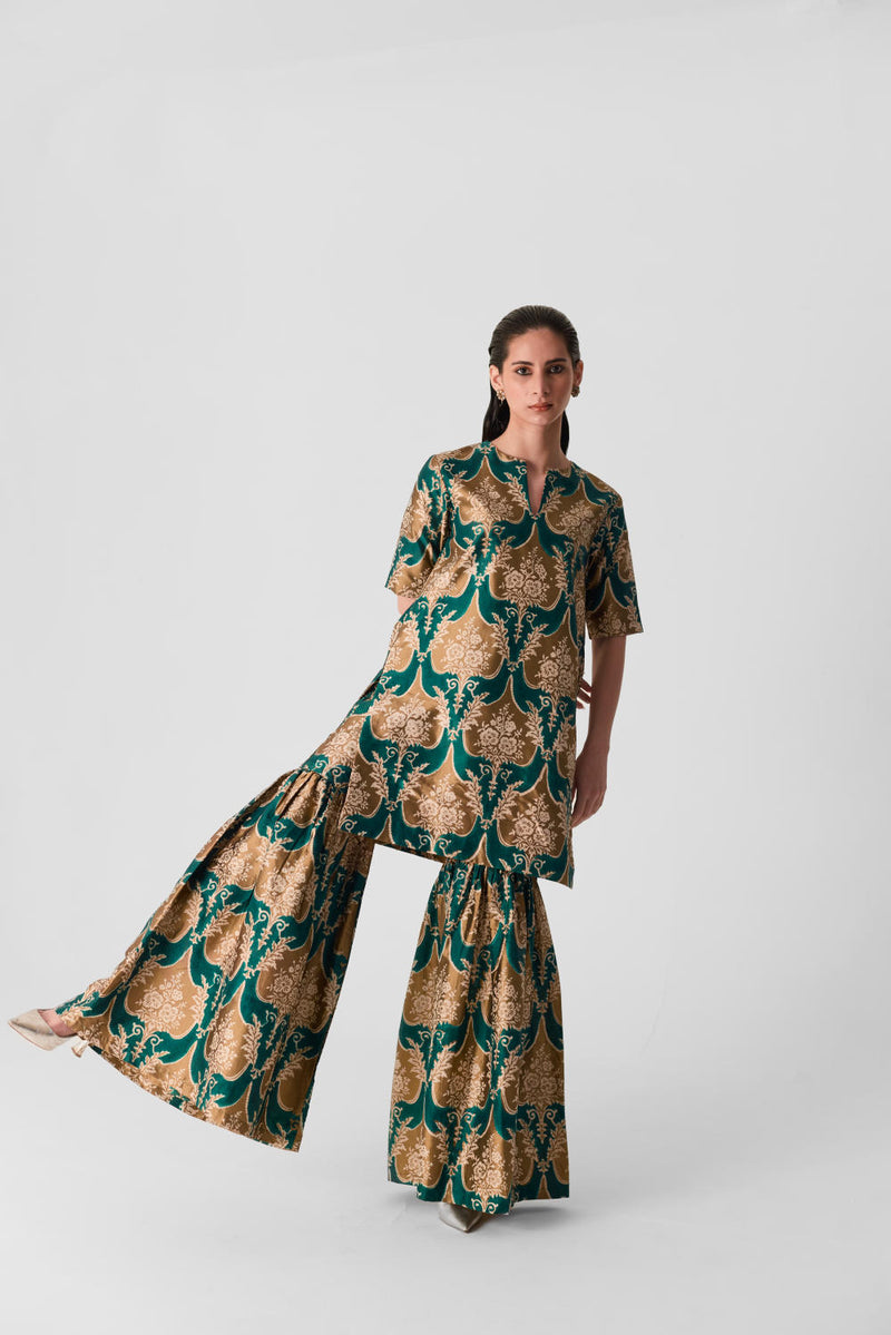 BIYU SHARARA SET silk by Yam in multi color for women in Singapore