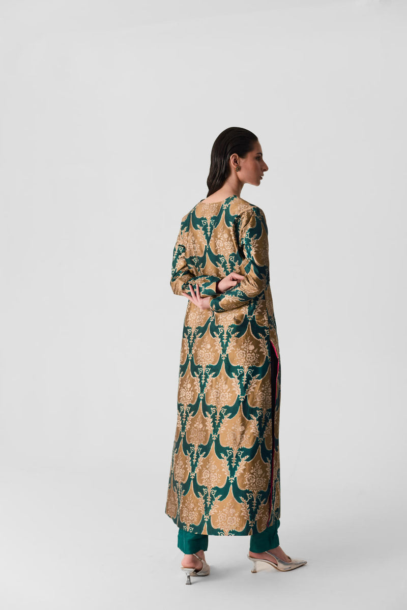 BIYU V NECK KURTA SET silk by Yam in multi color for women in Singapore