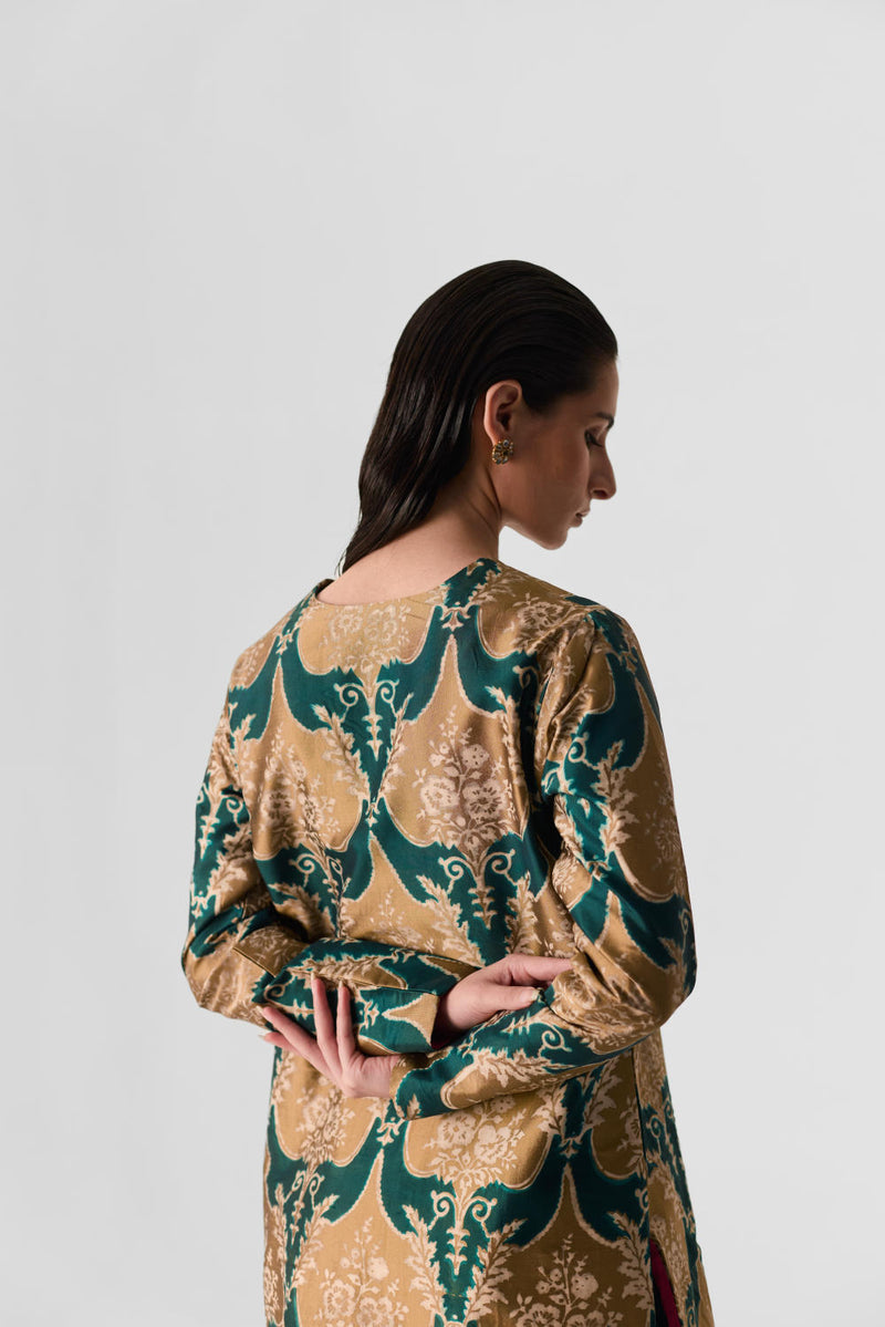 BIYU V NECK KURTA SET silk by Yam in multi color for women in Singapore