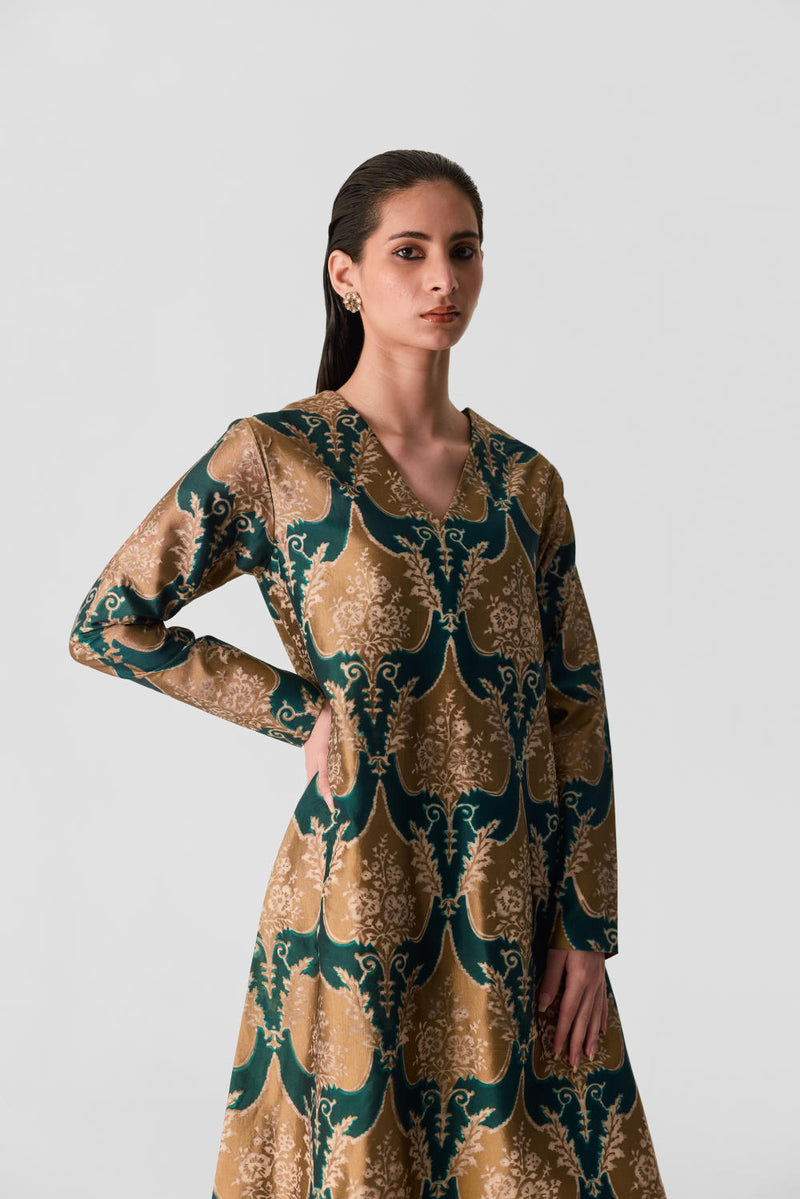 BIYU V NECK KURTA SET silk by Yam in multi color for women in Singapore