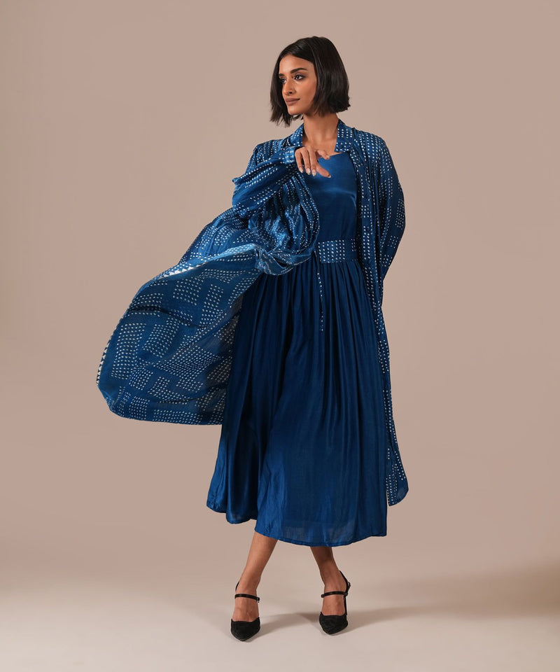 BLOOMING AURA SET silk Buy BLOOMING AURA SET from C&W | Co-Ord Sets for Women by Indigo Dreams in blue color for women in Singapore