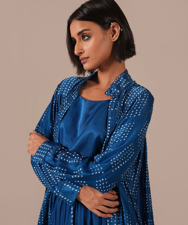 BLOOMING AURA SET silk Buy BLOOMING AURA SET from C&W | Co-Ord Sets for Women by Indigo Dreams in blue color for women in Singapore