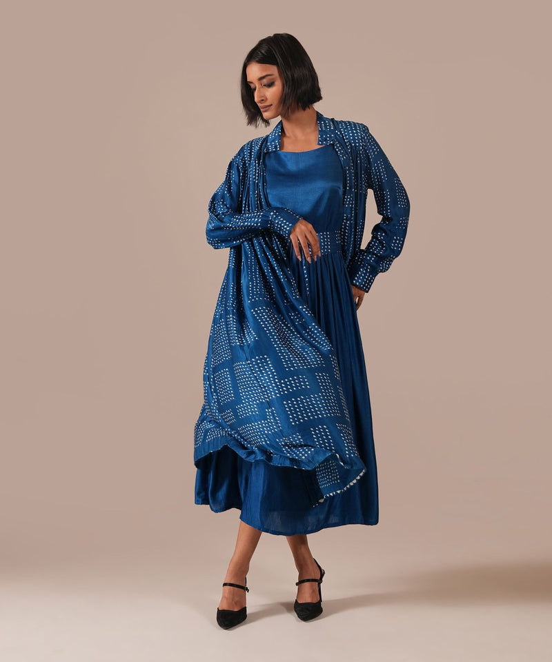 BLOOMING AURA SET silk Buy BLOOMING AURA SET from C&W | Co-Ord Sets for Women by Indigo Dreams in blue color for women in Singapore