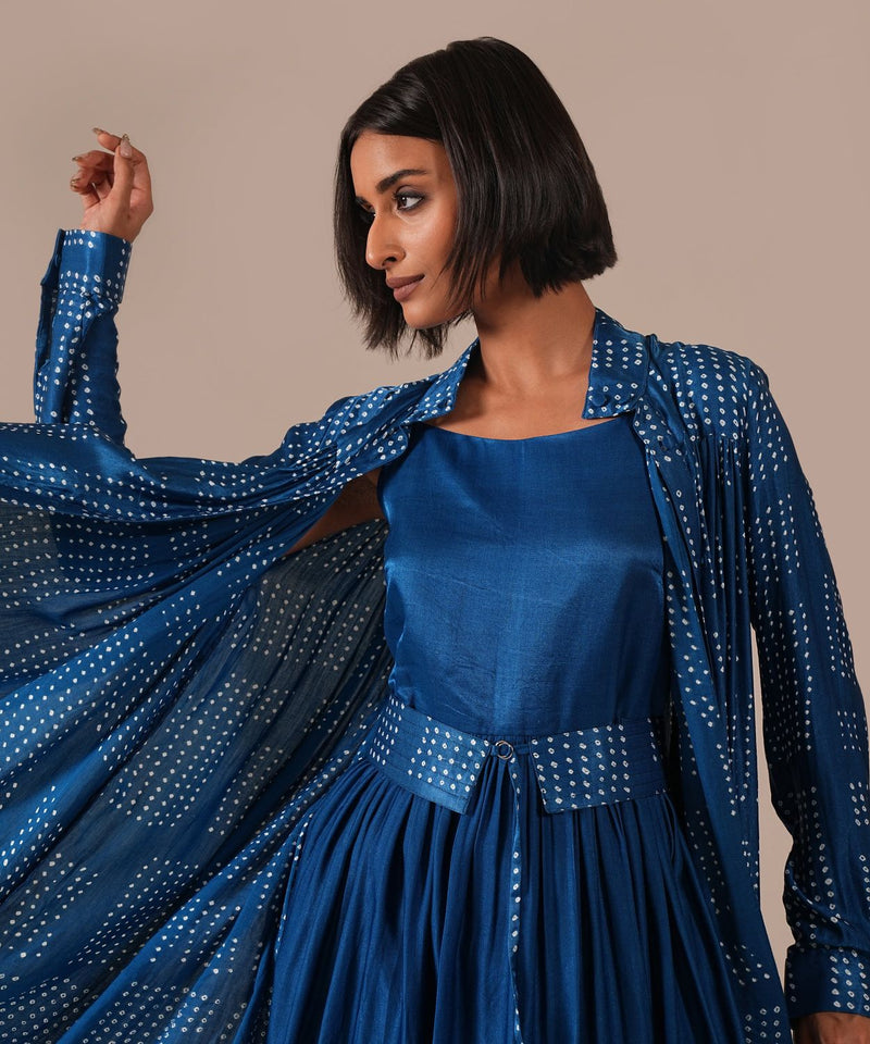 BLOOMING AURA SET silk Buy BLOOMING AURA SET from C&W | Co-Ord Sets for Women by Indigo Dreams in blue color for women in Singapore