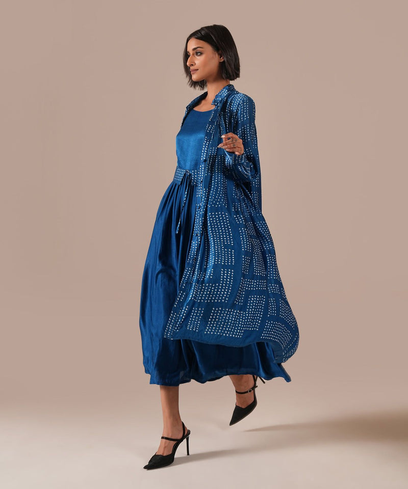 BLOOMING AURA SET silk Buy BLOOMING AURA SET from C&W | Co-Ord Sets for Women by Indigo Dreams in blue color for women in Singapore