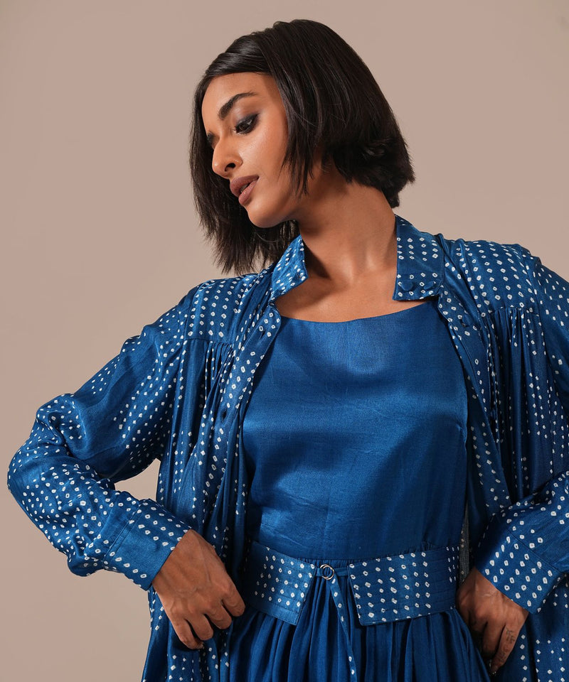 BLOOMING AURA SET silk Buy BLOOMING AURA SET from C&W | Co-Ord Sets for Women by Indigo Dreams in blue color for women in Singapore