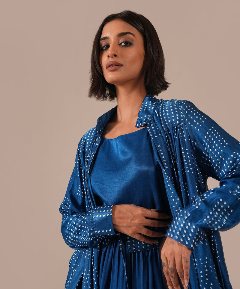 BLOOMING AURA SET silk Buy BLOOMING AURA SET from C&W | Co-Ord Sets for Women by Indigo Dreams in blue color for women in Singapore