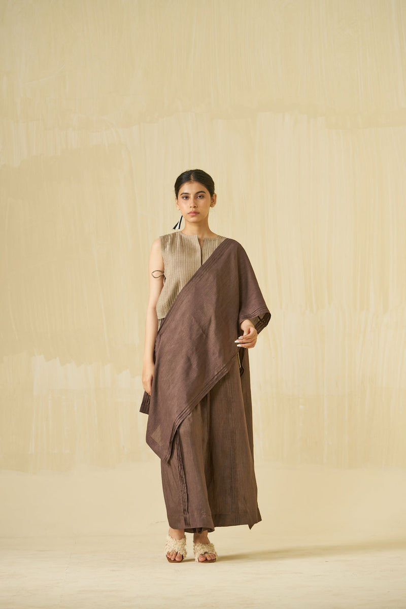 Bluebird Dress-Cocoa mysore silk dress by Stoique in cocoa for women in Singapore