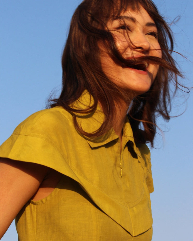 Sophie Cape dress linen Buy Sophie Cape dress from C&W | Dresses for Women by Leh Studios in green color for women in Singapore