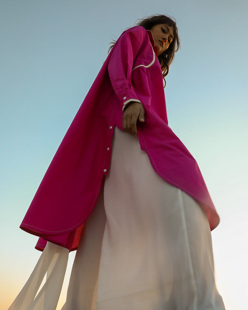 Line shirt dress-Fuchsia 100% cotton Buy Line shirt dress-Fuchsia from C&W | Dresses for Women by Leh Studios for women in Singapore