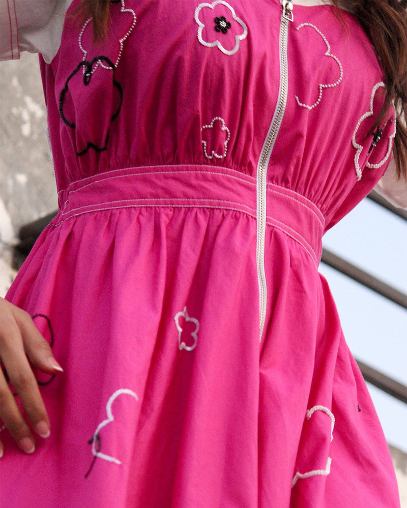Ditsy Cup Zip Dress 100% cotton Buy Ditsy Cup Zip Dress from C&W | Dresses for Women by Leh Studios in pink color for women in Singapore