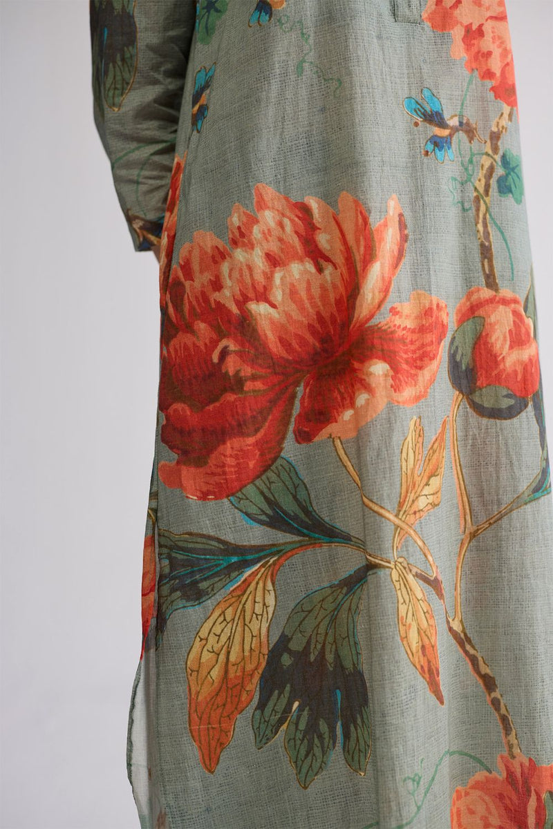CABBAGE LONG KURTA SET cotton cambric kurta/kurta set by YAM in aqua for women in Singapore