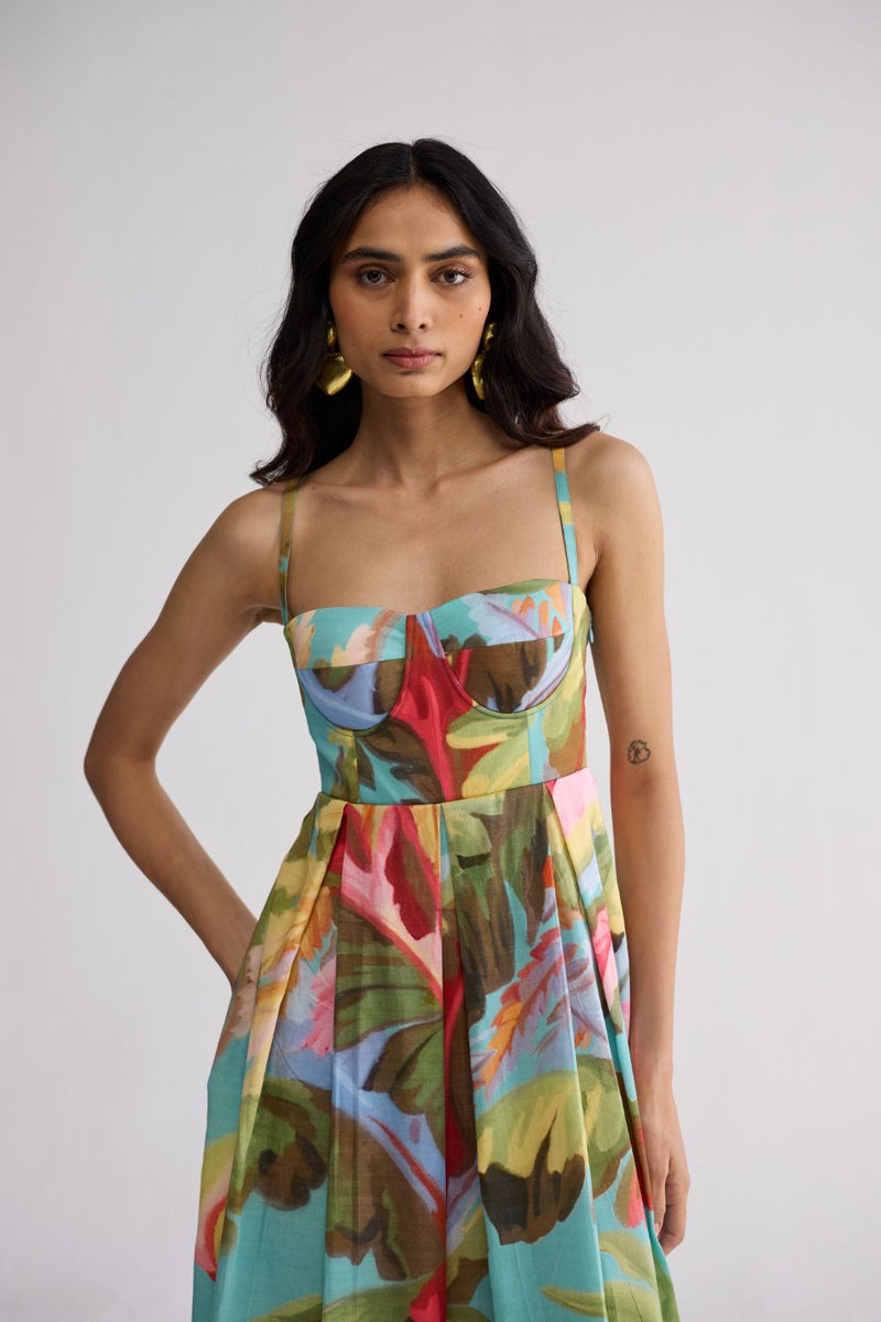 CAMPARI BRALETTE DRESS cotton satin dress by YAM in multicolor for women in Singapore