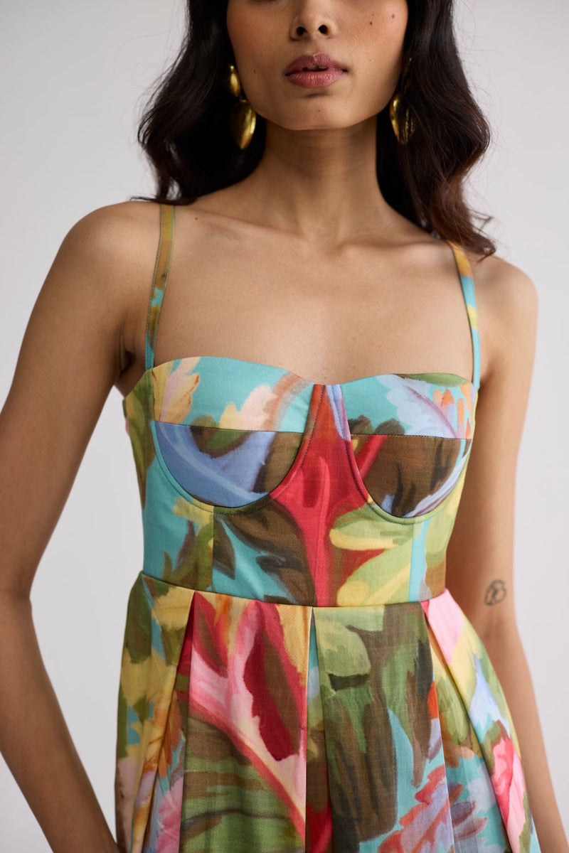 CAMPARI BRALETTE DRESS cotton satin dress by YAM in multicolor for women in Singapore