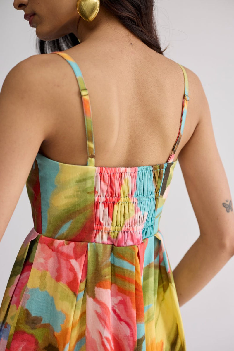 CAMPARI BRALETTE DRESS cotton satin dress by YAM in multicolor for women in Singapore